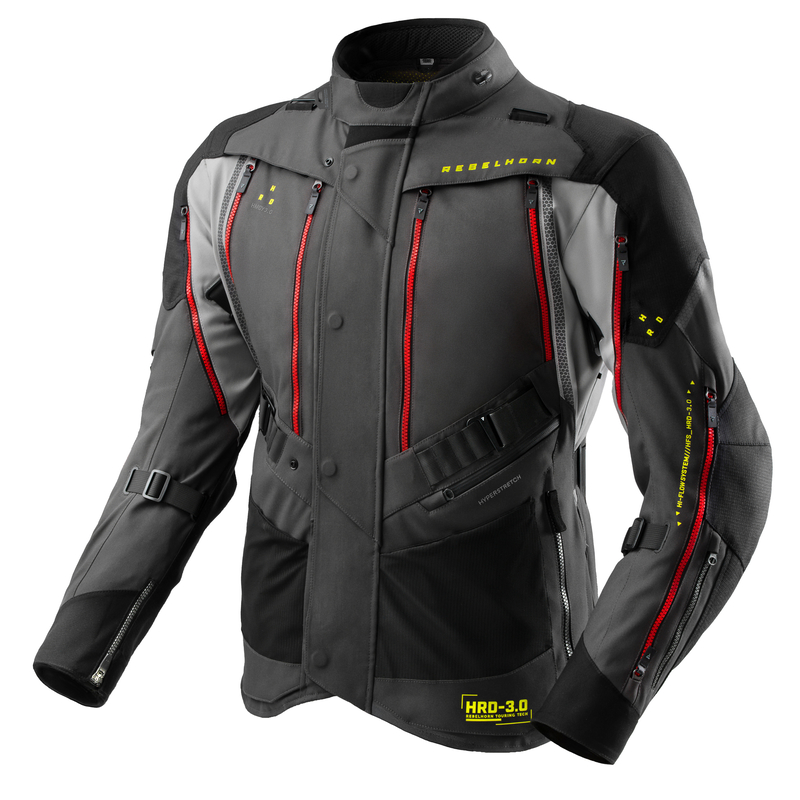 KURTKA MOTOCYKLOWA TEKSTYLNA REBELHORN HARDY 3.0 DARK GREY BLACK FLUO YELLOW