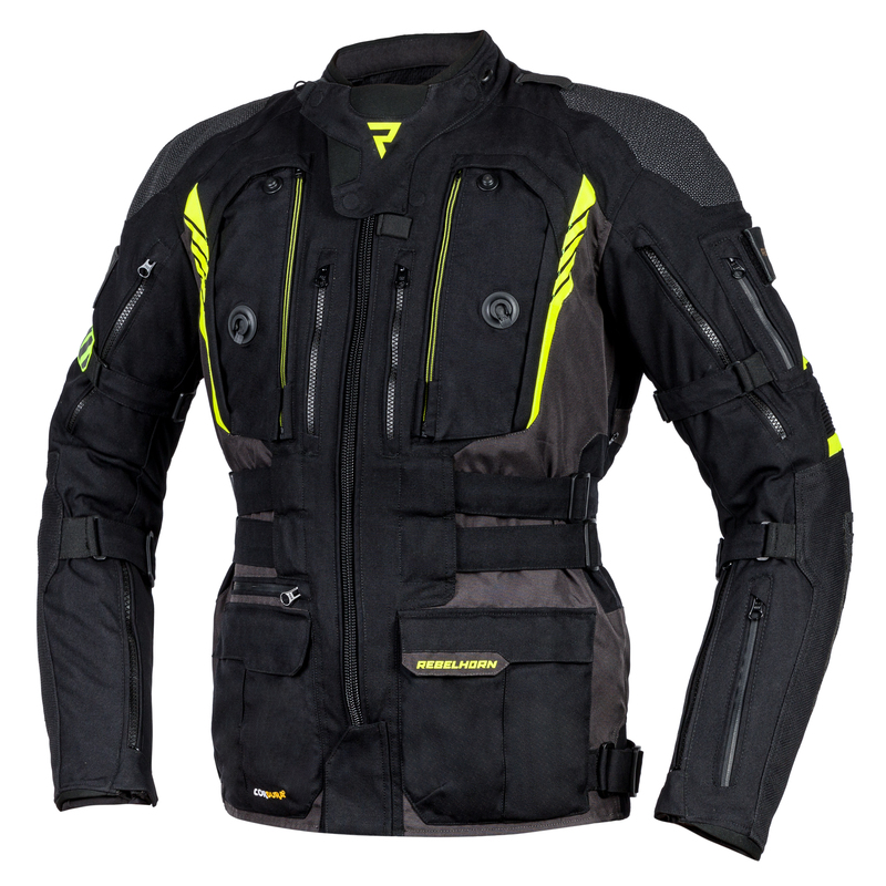 KURTKA MOTOCYKLOWA TEKSTYLNA REBELHORN PATROL BLACK FLUO YELLOW