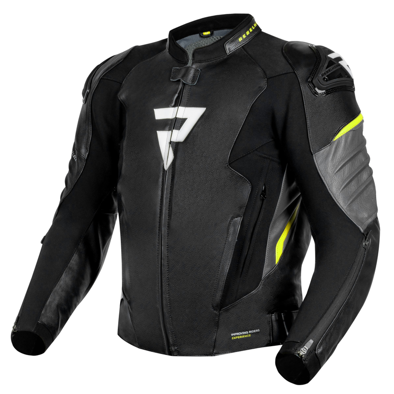 KURTKA MOTOCYKLOWA SKÓRZANA REBELHORN VELOCE BLACK GREY FLUO YELLOW