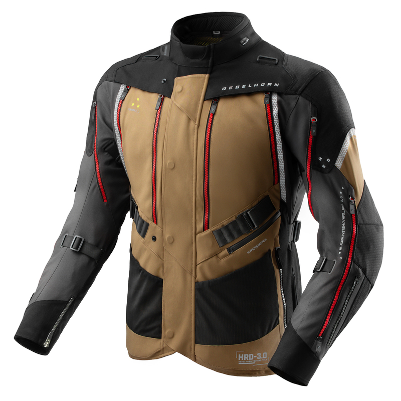 KURTKA MOTOCYKLOWA TEKSTYLNA REBELHORN HARDY 3.0 DESERT GREY RED