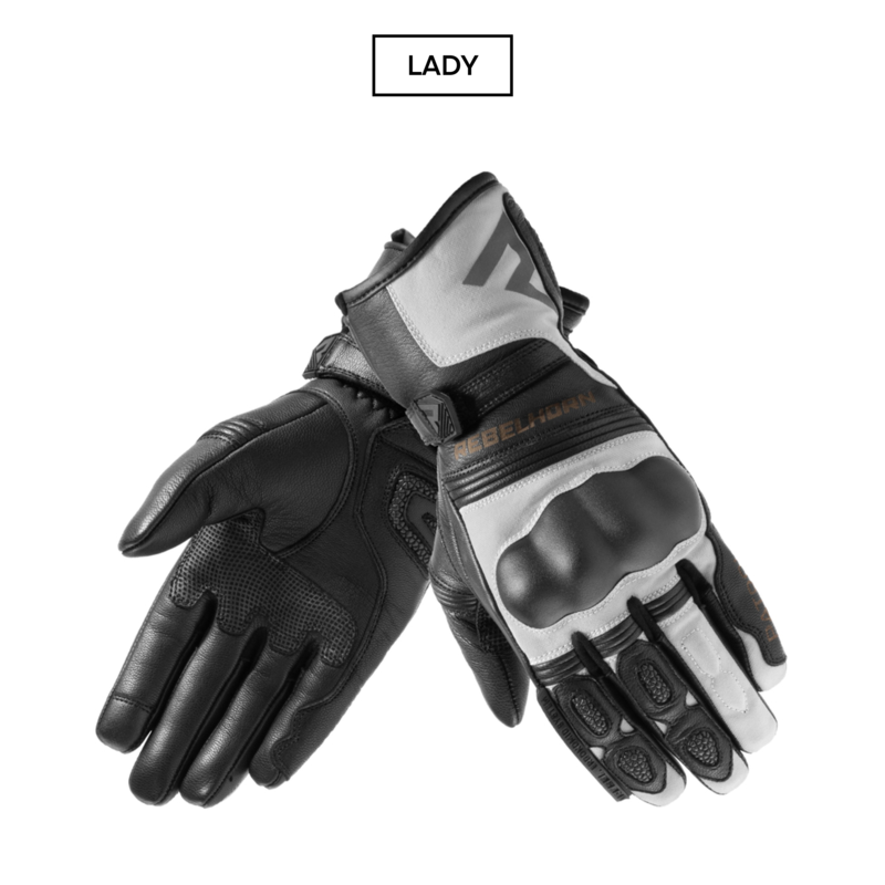 RĘKAWICE MOTOCYKLOWE DAMSKIE REBELHORN PATROL BLACK GREY WXS
