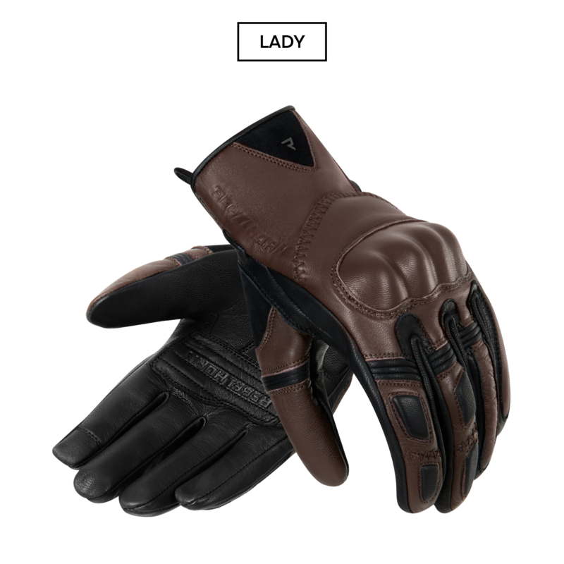 RĘKAWICE MOTOCYKLOWE DAMSKIE REBELHORN THUG 2 BROWN WXS